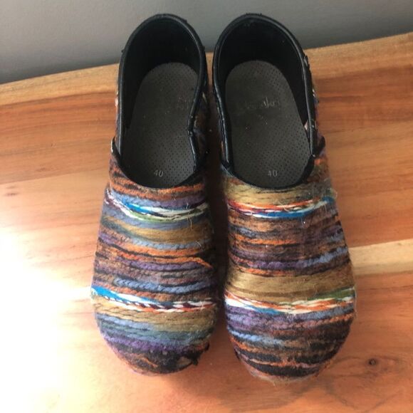 Dansko Multi-Color Knitted Yarn Covered Clogs (40) - Picture 3 of 10